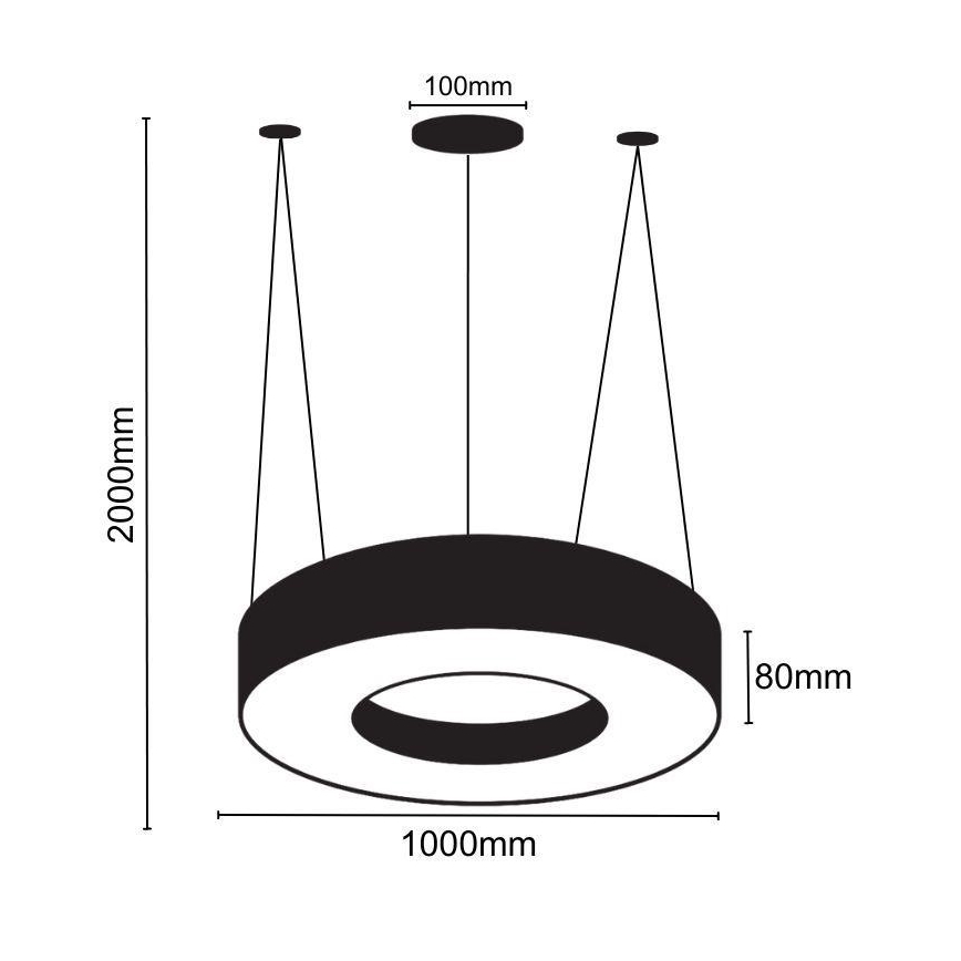 Lampadario LED a sospensione con filo LED/50W/230V 4000K diametro 100 cm nero