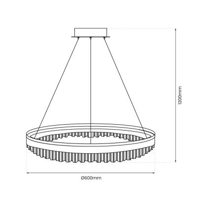 Lampadario LED a sospensione con filo LED/52W/230V diametro 60 cm oro