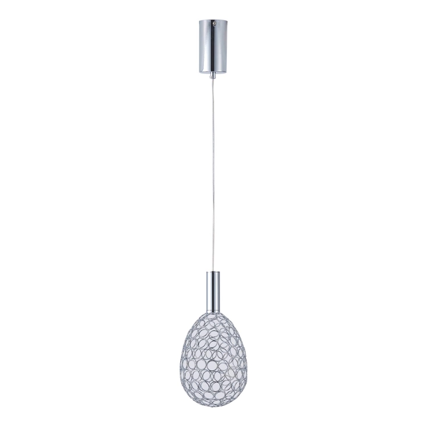 Lampadario LED a sospensione con filo LED/6,3W/230V 3000K cromo lucido diametro 14 cm