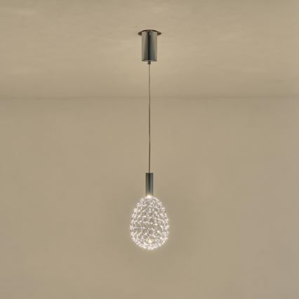 Lampadario LED a sospensione con filo LED/6,3W/230V 3000K cromo lucido diametro 14 cm