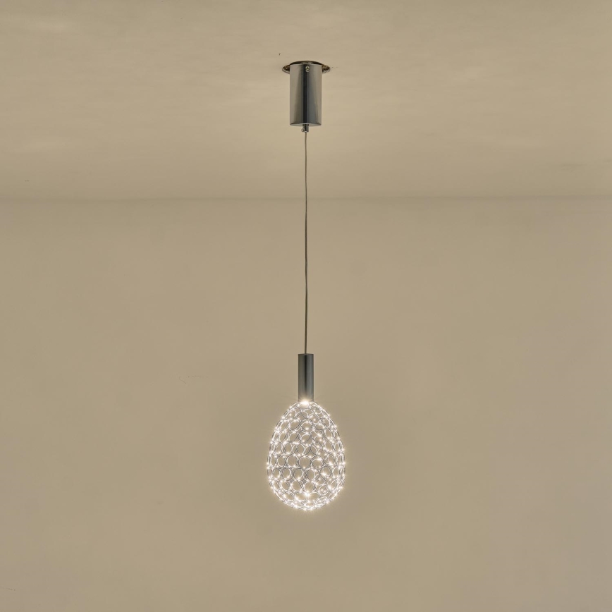 Lampadario LED a sospensione con filo LED/6,3W/230V 3000K cromo lucido diametro 14 cm