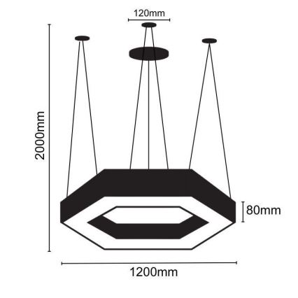 Lampadario LED a sospensione con filo LED/60W/230V 4000K diametro 120 cm