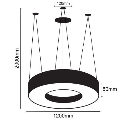 Lampadario LED a sospensione con filo LED/60W/230V 4000K diametro 120 cm nero