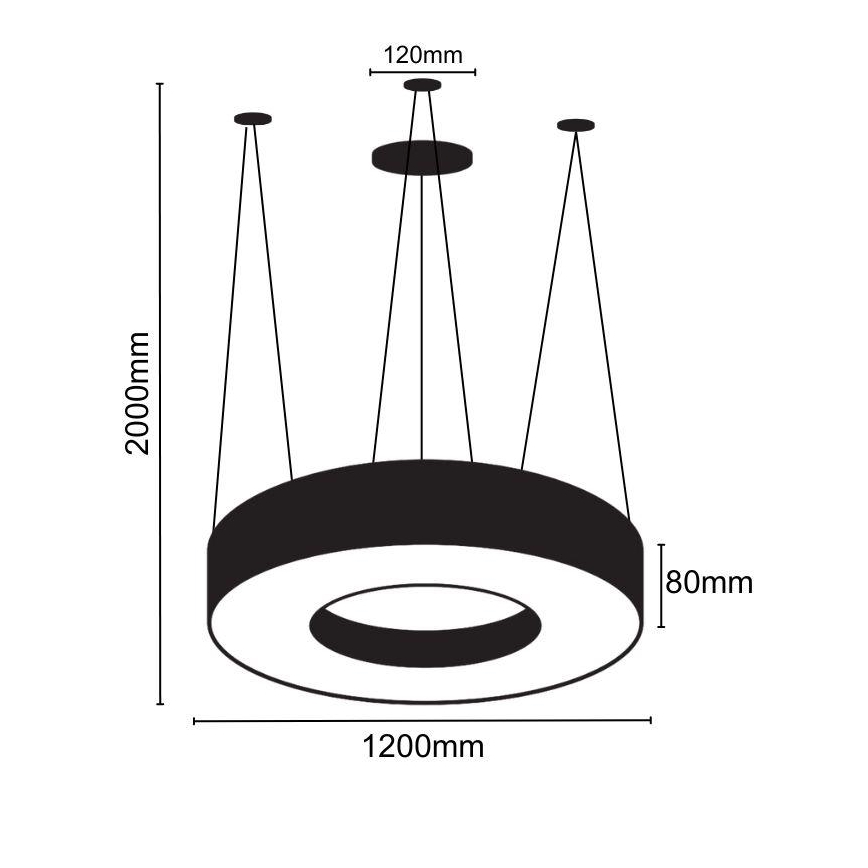 Lampadario LED a sospensione con filo LED/60W/230V 4000K diametro 120 cm nero