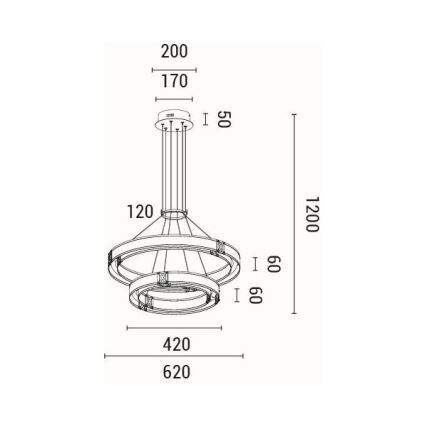 Lampadario LED a sospensione con filo LED/62W/230V 3000K 62x120 cm