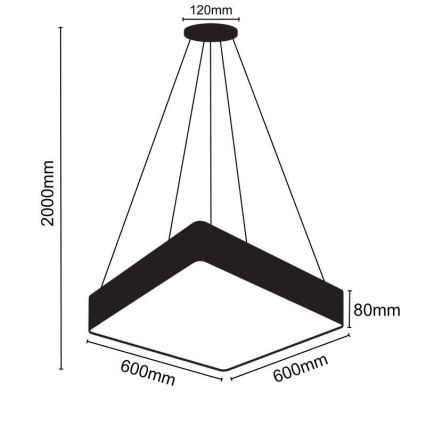 Lampadario LED a sospensione con filo LED/65W/230V 4000K 60x60 cm