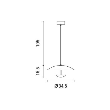 Lampadario LED a sospensione con filo LED/7W/230V 3000K diametro 34,5 cm