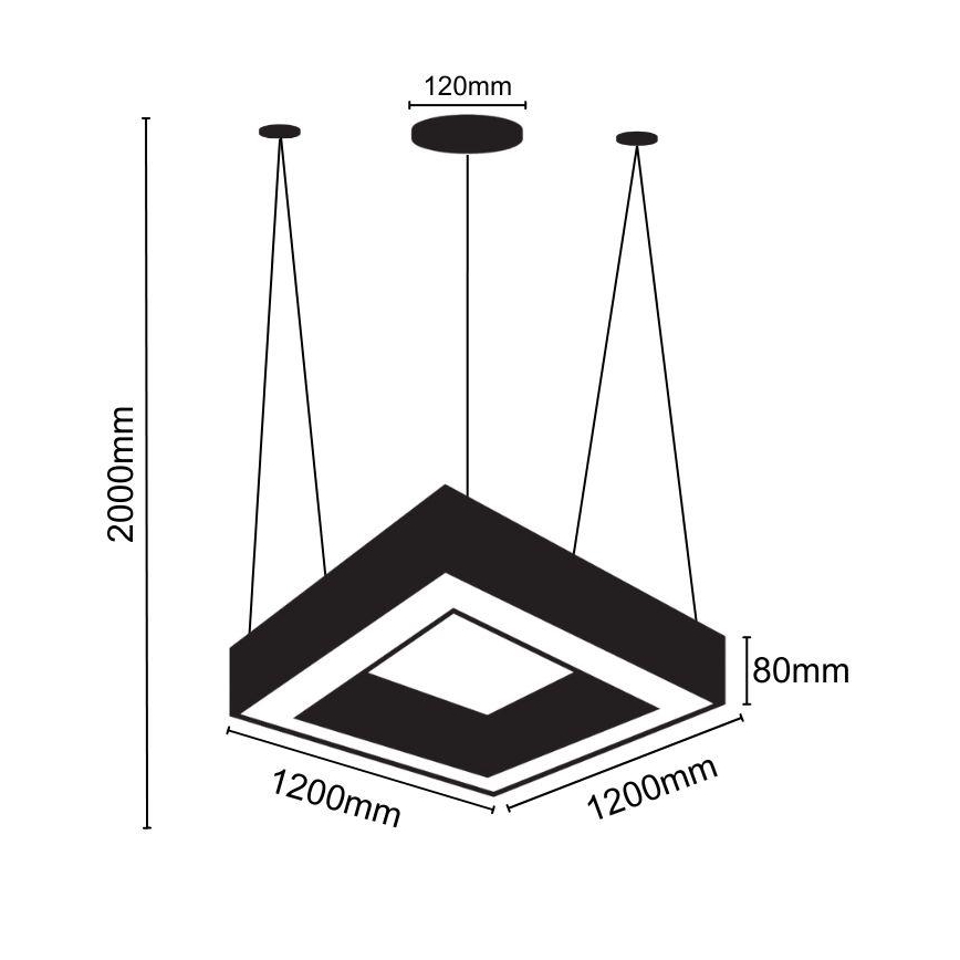 Lampadario LED a sospensione con filo LED/80W/230V 4000K 120x120 cm nero