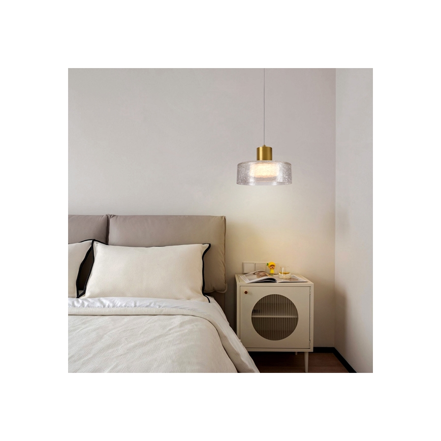 Lampadario LED a sospensione con filo LED/8W/230V 3000K oro/limpido pr. 20 cm