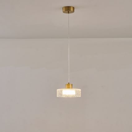 Lampadario LED a sospensione con filo LED/8W/230V 3000K oro/limpido pr. 20 cm