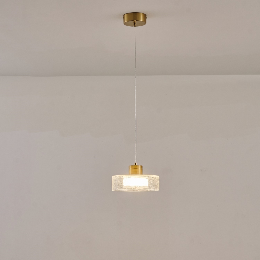 Lampadario LED a sospensione con filo LED/8W/230V 3000K oro/limpido pr. 20 cm