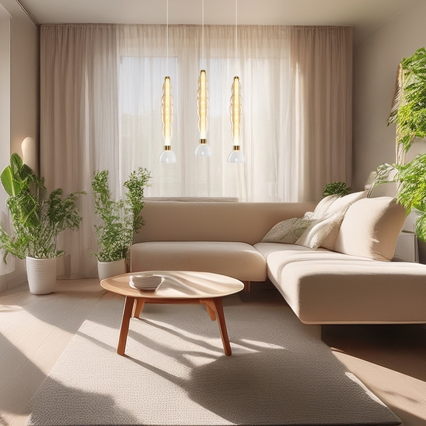 Lampadario LED a sospensione con filo LUCCO LED/18W/230V diametro 15 cm oro