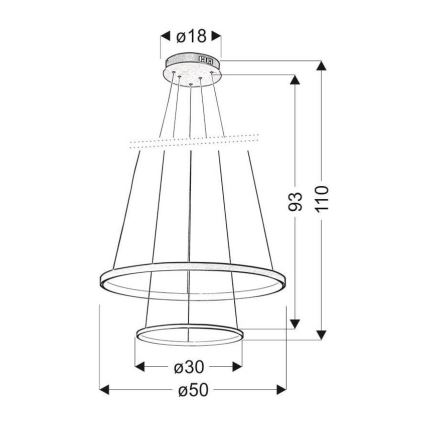 Lampadario LED a sospensione con filo LUNE LED/40W/230V