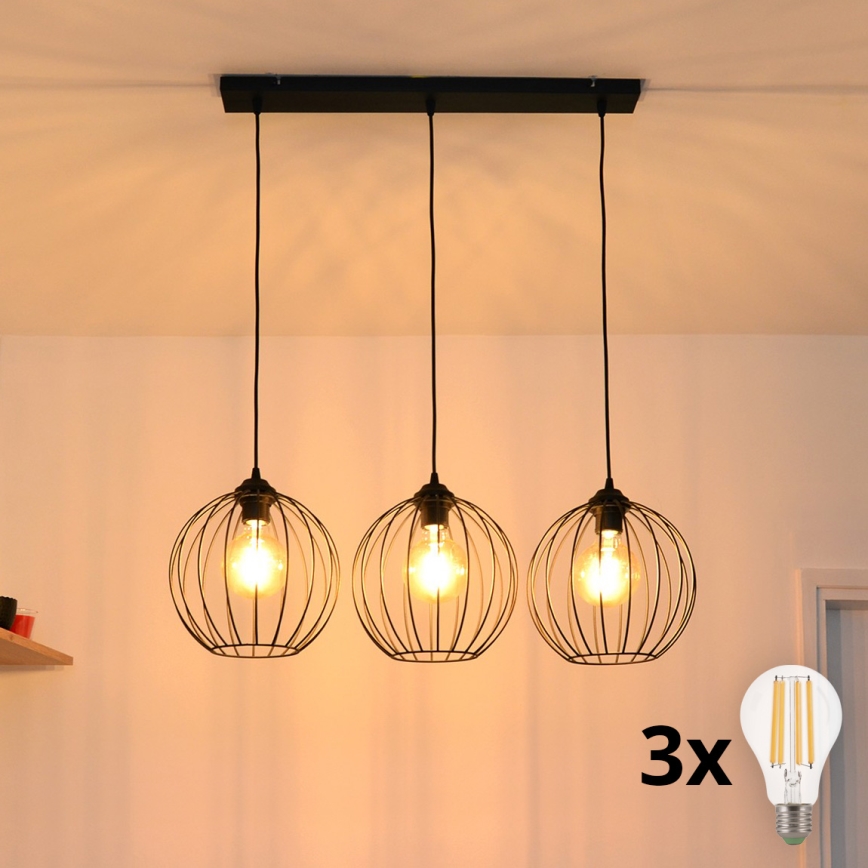 Lampadario LED a sospensione con filo MERCURE 3xE27/15W/230V