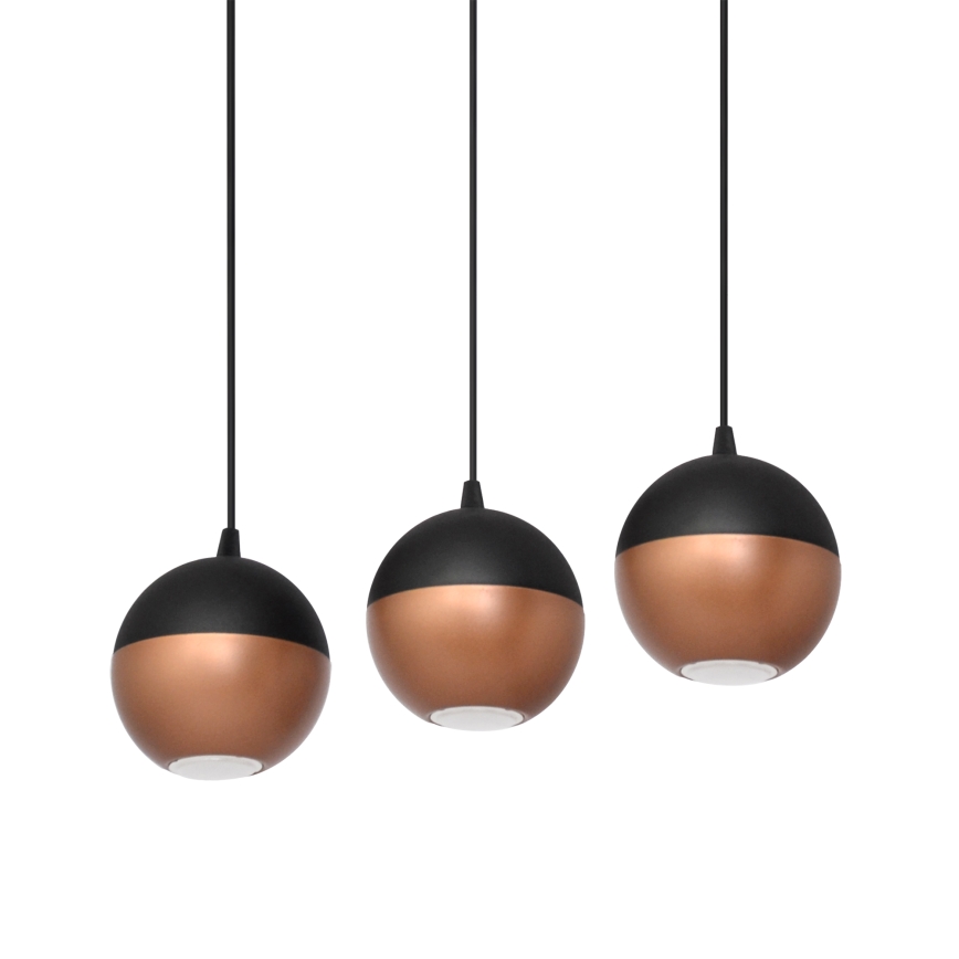 Lampadario LED a sospensione con filo MIDWAY 3xGU10/4,8W/230V nero/rame