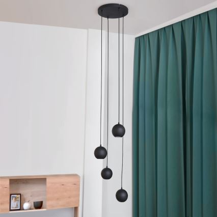 Lampadario LED a sospensione con filo MIDWAY 4xGU10/4,8W/230V nero