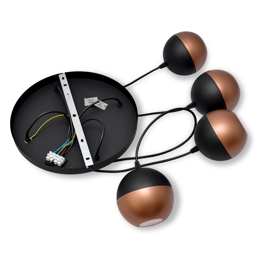 Lampadario LED a sospensione con filo MIDWAY 4xGU10/4,8W/230V nero/rame