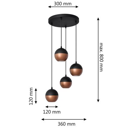 Lampadario LED a sospensione con filo MIDWAY 4xGU10/4,8W/230V nero/rame