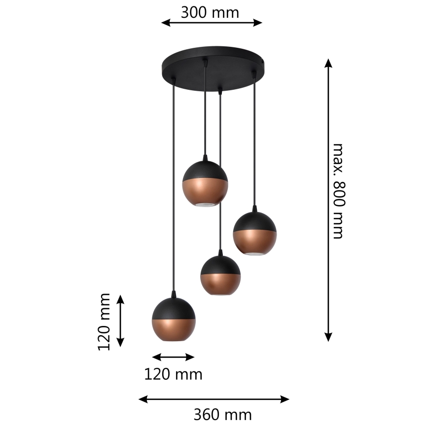 Lampadario LED a sospensione con filo MIDWAY 4xGU10/4,8W/230V nero/rame