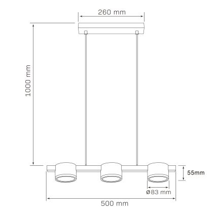 Lampadario LED a sospensione con filo MIRELLA 3xGX53/6W/230V nero