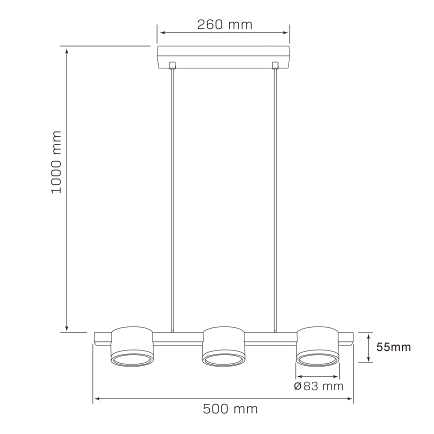 Lampadario LED a sospensione con filo MIRELLA 3xGX53/6W/230V nero