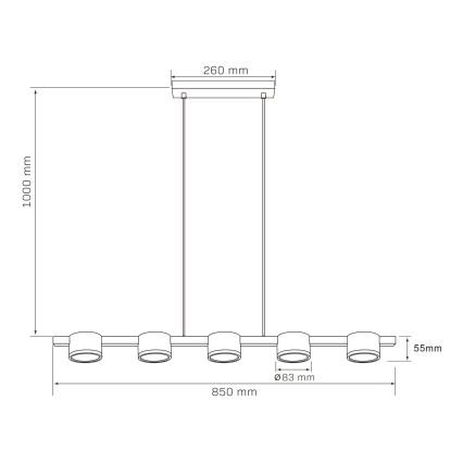 Lampadario LED a sospensione con filo MIRELLA 5xGX53/6W/230V nero