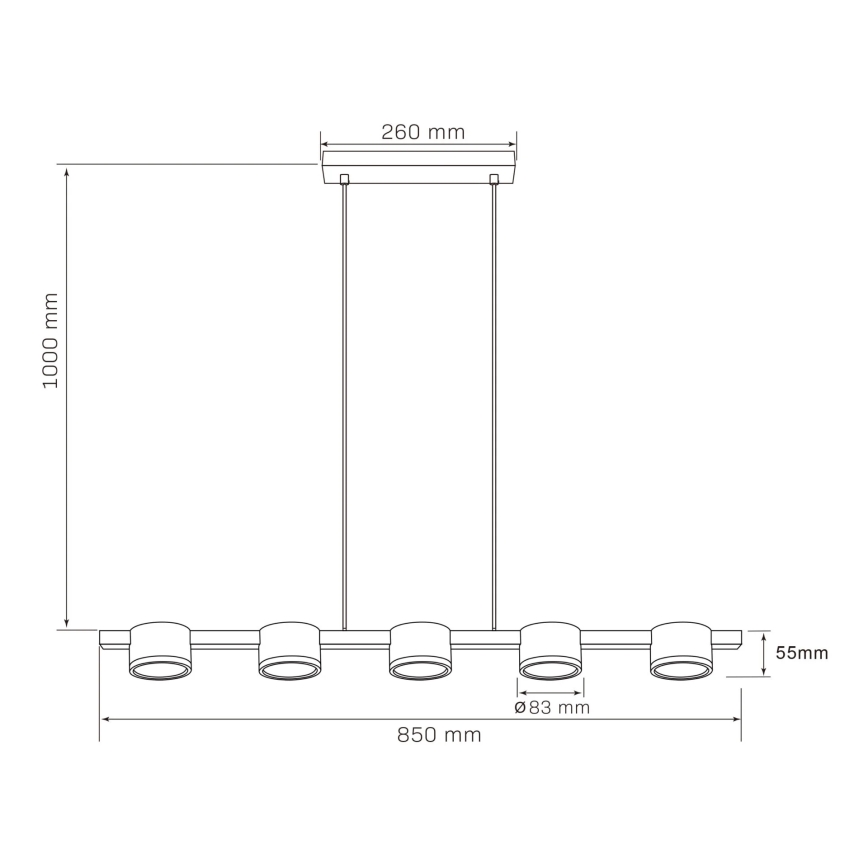 Lampadario LED a sospensione con filo MIRELLA 5xGX53/6W/230V nero