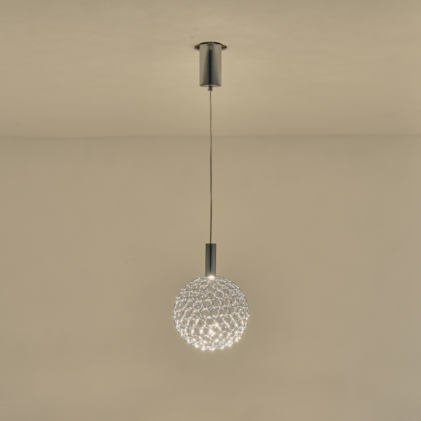 Lampadario LED a sospensione con filo PERFORATO LED/6,3W/230V 3000K cromo lucido diametro 20 cm