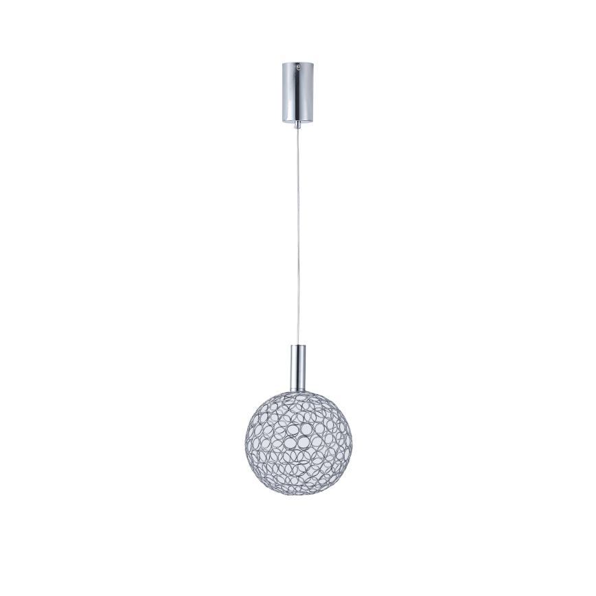 Lampadario LED a sospensione con filo PERFORATO LED/6,3W/230V 3000K cromo lucido diametro 20 cm