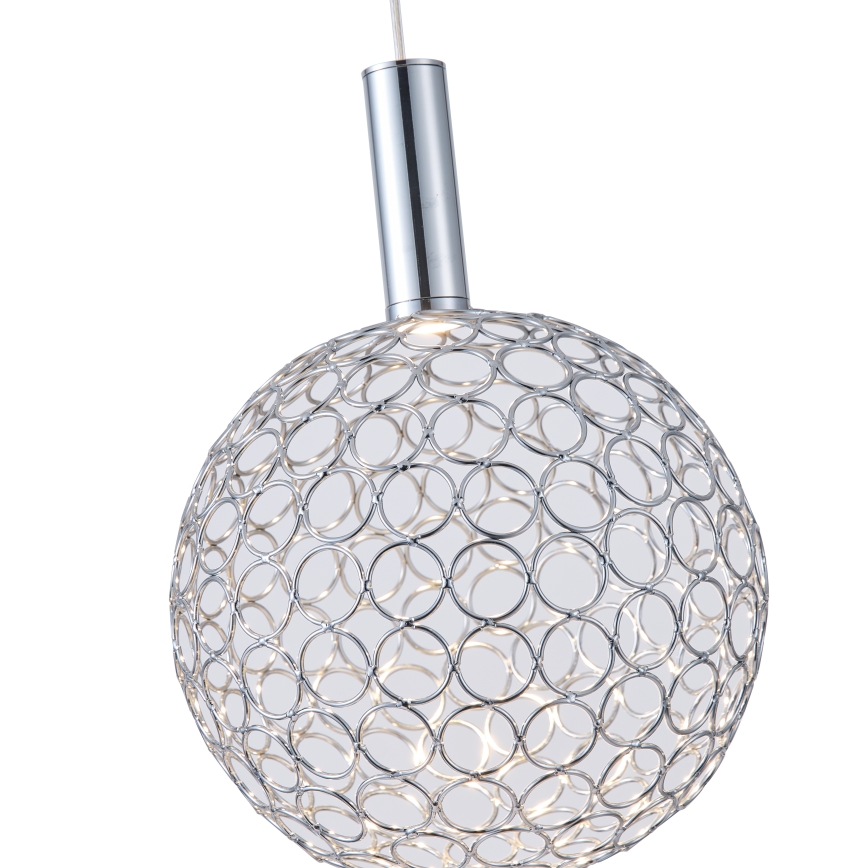 Lampadario LED a sospensione con filo PERFORATO LED/6,3W/230V 3000K cromo lucido diametro 20 cm