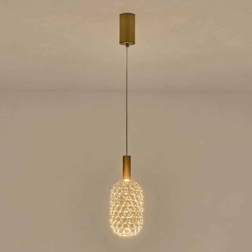 Lampadario LED a sospensione con filo PERFORATO LED/6,3W/230V 3000K oro diametro 13 cm