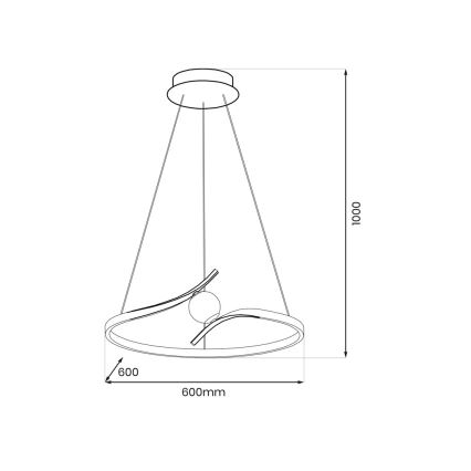 Lampadario LED a sospensione con filo PERLA LED/34W/230V nero
