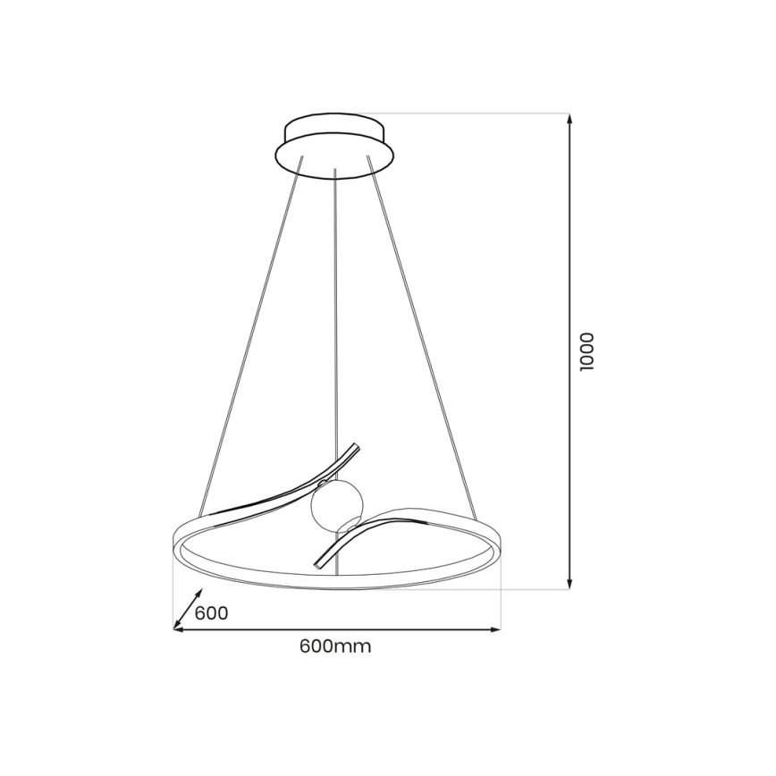 Lampadario LED a sospensione con filo PERLA LED/34W/230V nero