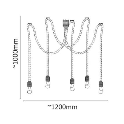 Lampadario LED a sospensione con filo ROPE CASA 5xE27/10W/230V ragno