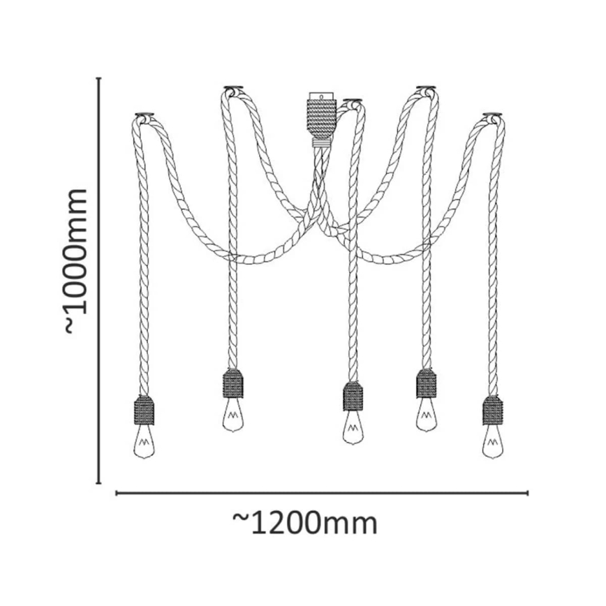 Lampadario LED a sospensione con filo ROPE CASA 5xE27/10W/230V ragno
