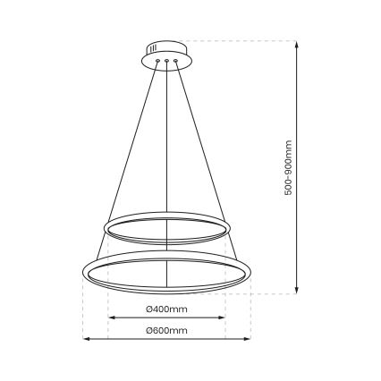 Lampadario LED a sospensione con filo ROTONDA LED/51W/230V cromo lucido