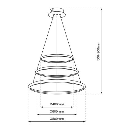 Lampadario LED a sospensione con filo ROTONDA LED/93W/230V cromo lucido