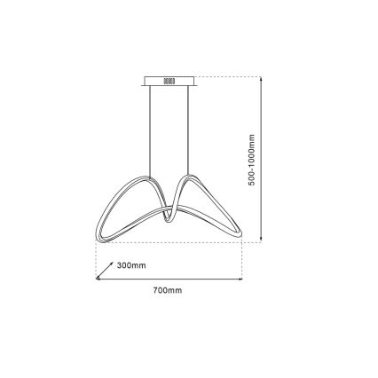 Lampadario LED a sospensione con filo TESORO LED/48W/230V cromo lucido