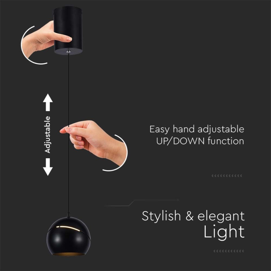 Lampadario LED a sospensione con filo touch LED/8,5W/230V 3000K nero