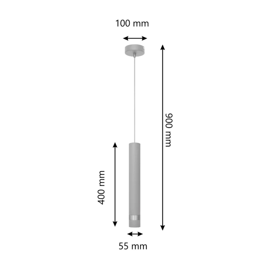 Lampadario LED a sospensione con filo TUBA 1xGU10/4,8W/230V grigio/cromo lucido