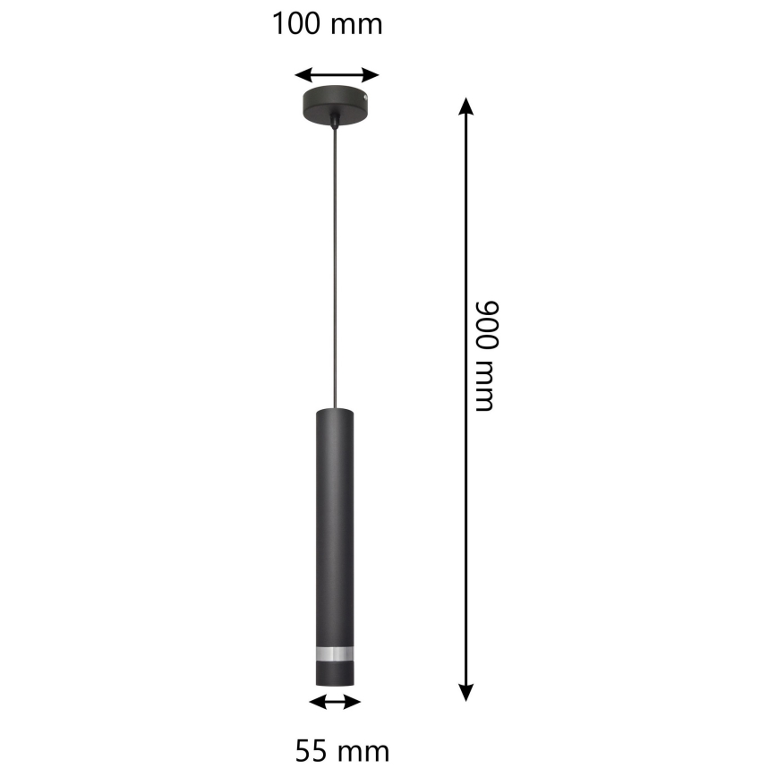 Lampadario LED a sospensione con filo TUBA 1xGU10/4,8W/230V nero/cromo lucido