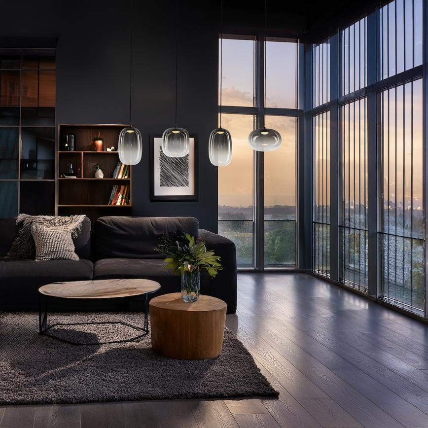 Lampadario LED a sospensione con filo VASO LED/15W/230V nero/fumé