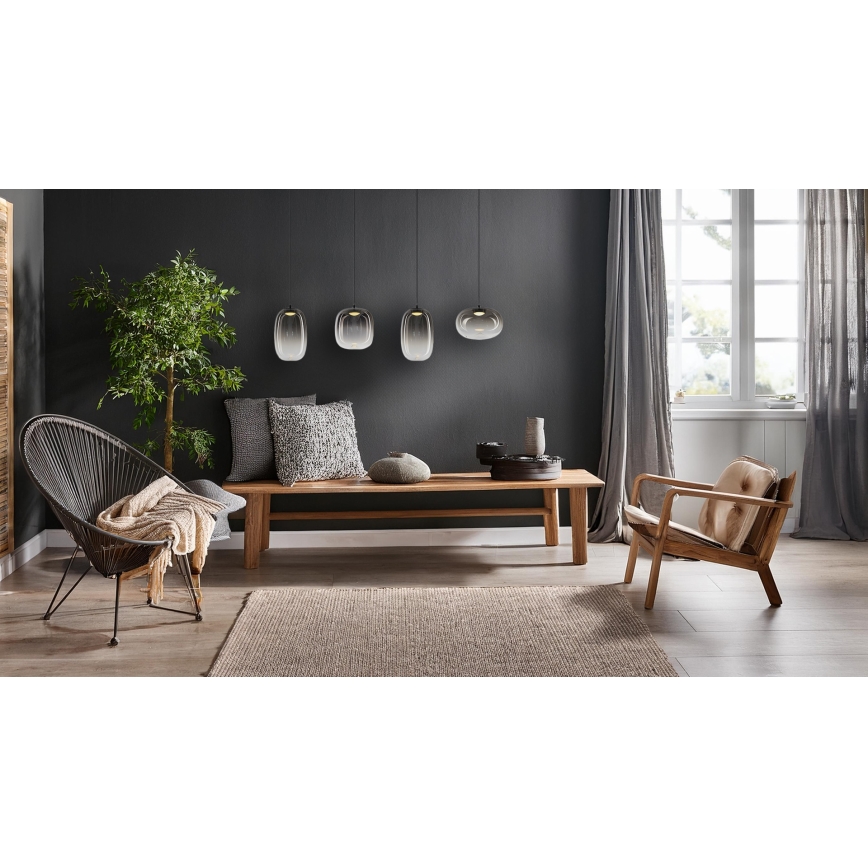 Lampadario LED a sospensione con filo VASO LED/15W/230V nero/fumé