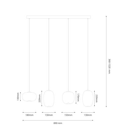 Lampadario LED a sospensione con filo VASO LED/15W/230V nero/fumé