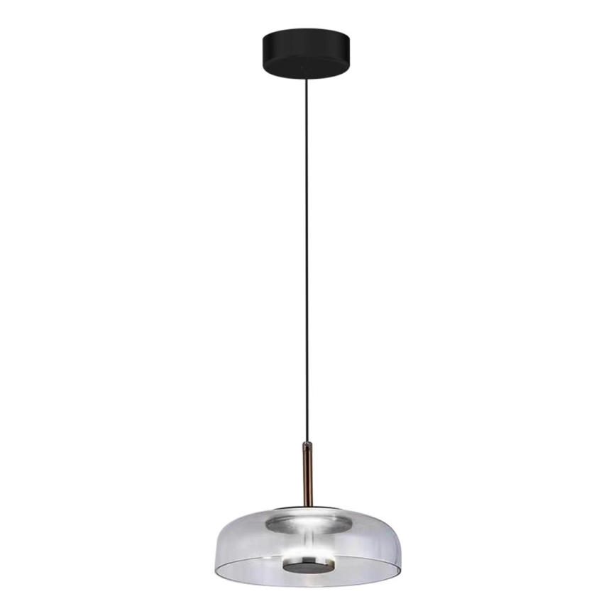 Lampadario LED a sospensione con filo VETRO LED/6W/230V diametro 23 cm grigio/nero