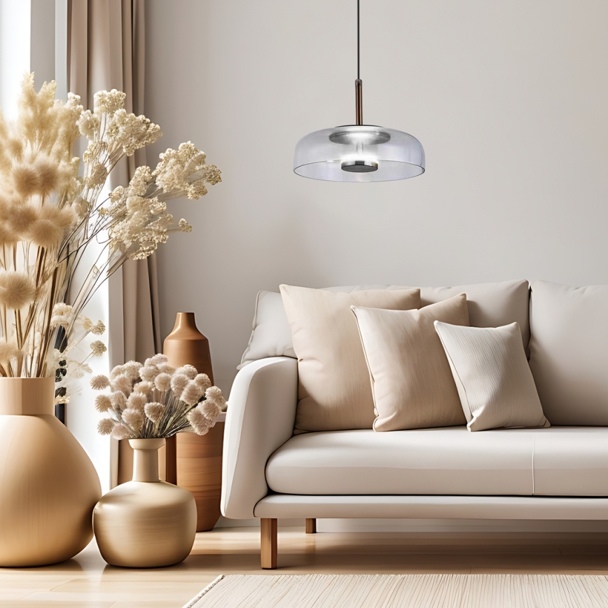 Lampadario LED a sospensione con filo VETRO LED/6W/230V diametro 23 cm grigio/nero
