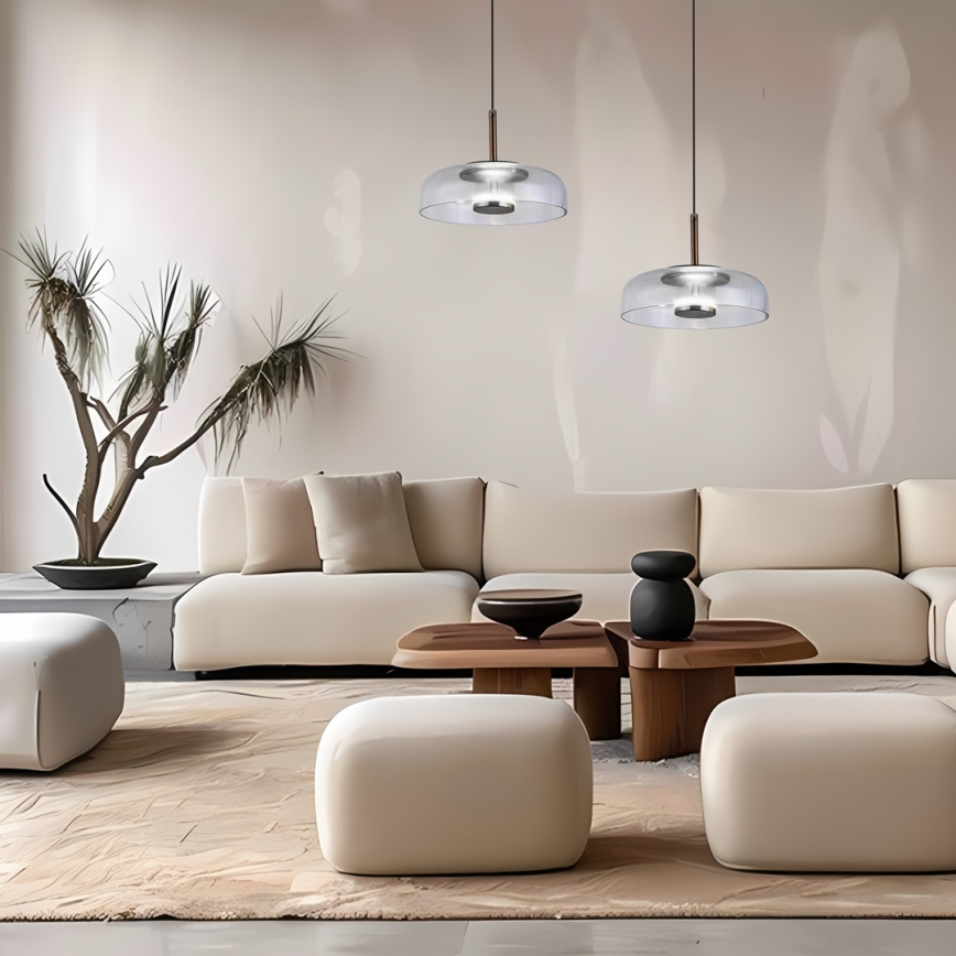 Lampadario LED a sospensione con filo VETRO LED/6W/230V diametro 23 cm grigio/nero