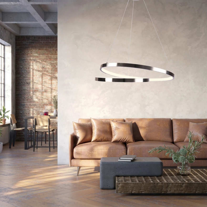 Lampadario LED a sospensione con filo ZEFIRA LED/40W/230V 4000K diametro 50 cm cromo lucido