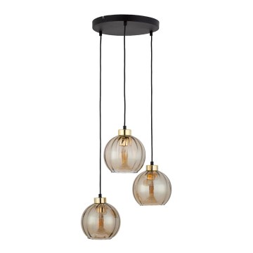 Lampadario LED a sospensione DEVI 3xE27/15W/230V nero/beige fumé