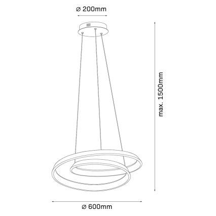 Lampadario LED a sospensione su cavo GLOW LED/75W/230V 4000K Ø 60 cm dorato